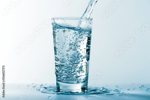 Detailed Color Image of Water in a Glass Isolated on White Background