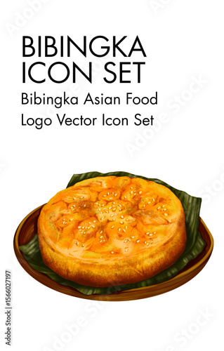Bibingka asian Food logo vector Icon set