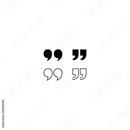 Quote mark icon set for conversation or definition. Quote speech symbol vector illustration. 
