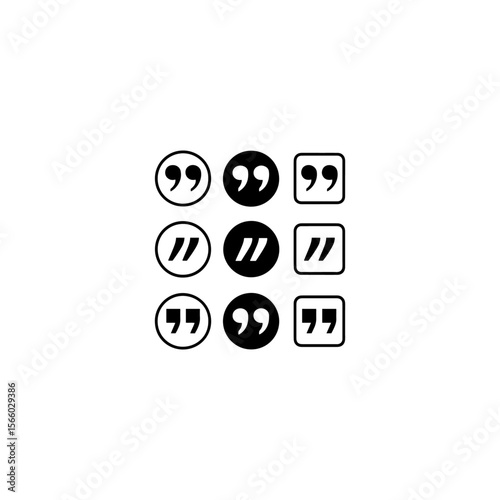 Quote mark icon set for conversation or definition. Quote speech symbol vector illustration. 