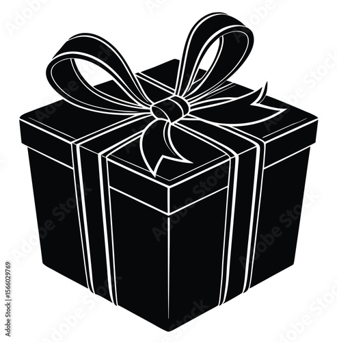 Surprise red gift box with gold ribbon and bow vector illustration for Christmas and birthday celebrations