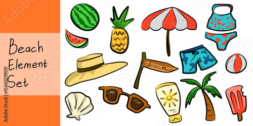 set of beach element