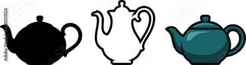 Teapot illustration set vector graphic design for tea time kitchenware and drinkware collection icon