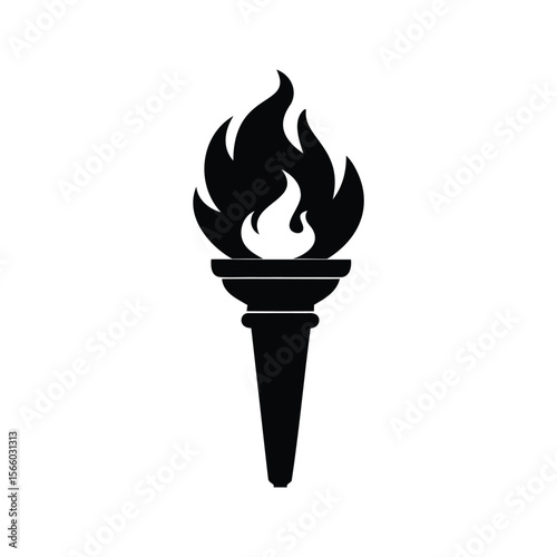 Black torch with flame isolated on white background vector illustration design