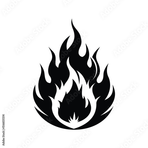 Simple yet striking black and white fire graphic design illustration