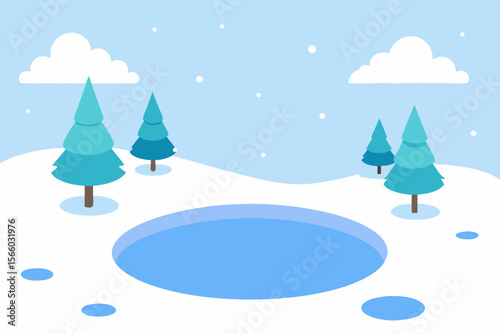 A Snowy Winter Landscape With Cute Snowdrifts And A Simple And Clean Blue Sky