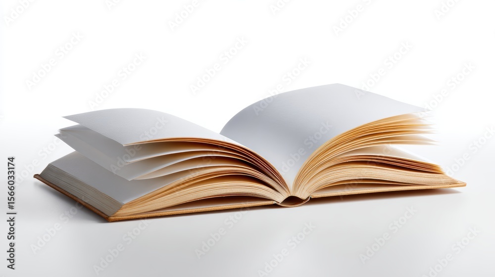 Fototapeta premium Open book with blank pages isolated on white background