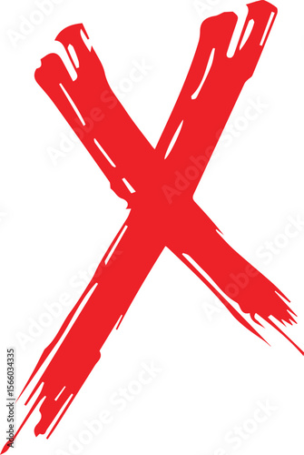Red X Mark Brush Stroke