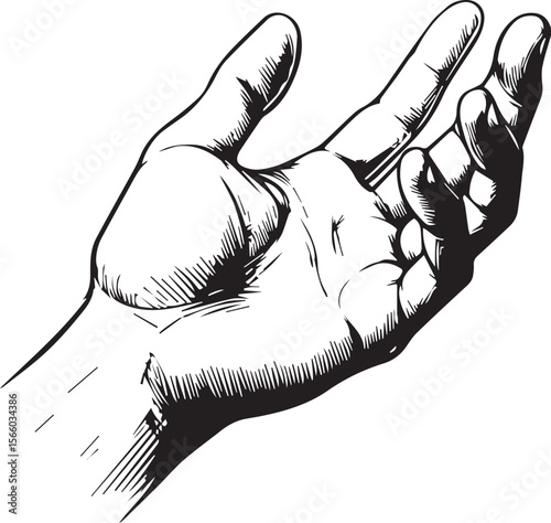Print Open Hand Sketch Drawing