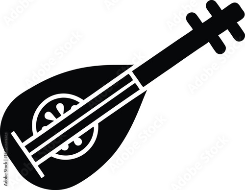 Silhouette of a hurdy gurdy with crank vector. Hurdy gurdy silhouette art illustration on white background