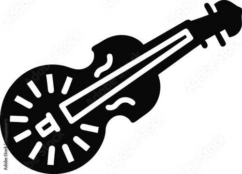 Silhouette of a hurdy gurdy with crank vector. Hurdy gurdy silhouette art illustration on white background