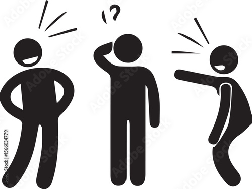 People Gossiping and Surprised Stick Figure Icons