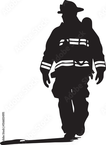  Firefighter Walking Silhouette