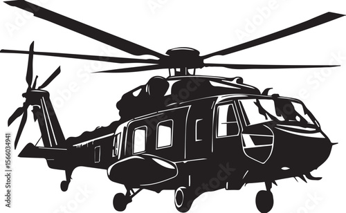 Print Military Helicopter Silhouette