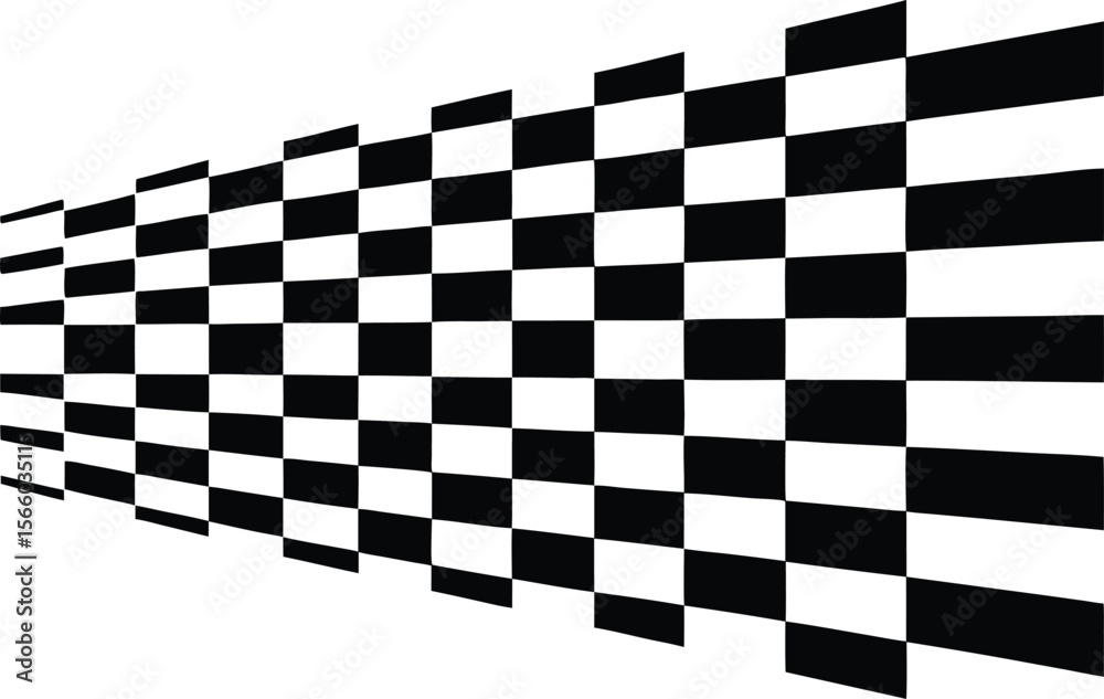 Obraz premium Checkered pattern perspective view with vanishing point on checkerboard squares