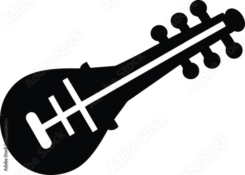 Silhouette of a hurdy gurdy with crank vector. Hurdy gurdy silhouette art illustration on white background
