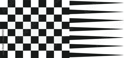 Checkered pattern with arrow-shaped elements extending from the right side squares