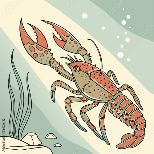 cooked lobster on a blue background
