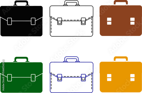 Briefcase icon set vector illustration of business bag in different styles for professional use cases editable vector