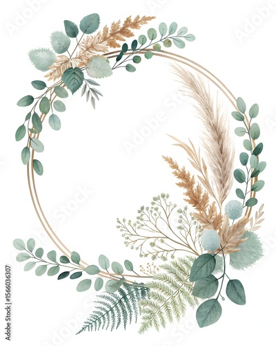 Hand-Drawn Floral Frame – Elegant Botanical Border for Invitations & Designs