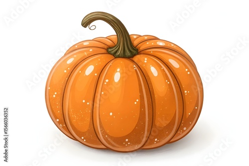 3D Glossy Orange Pumpkin Clipart – Autumn, Halloween & Fall Decor Illustration