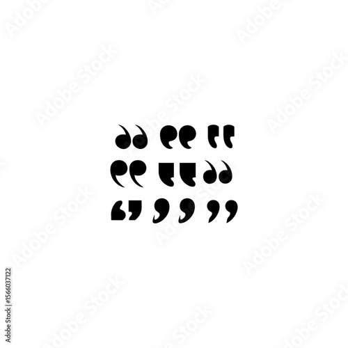 Black quotation marks on white background. Quotation Marks Signs. Inverted commas talking marks set.