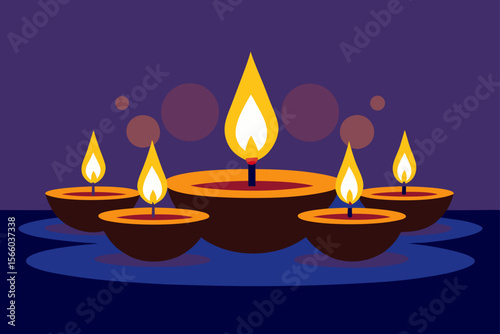 burning candles on blue background