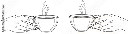 Hand holding cup of coffee vector illustration for coffee break time and relaxation moment concept art editable vector