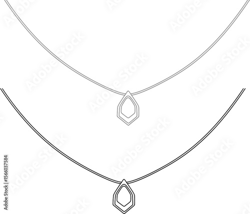 Minimalist necklace pendant drawing vector illustration jewelry fashion accessory outline design simple style editable vector