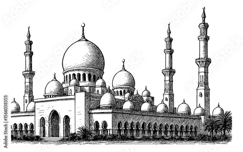 Grand Mosque Sheikh Zayed Abu Dhabi United Arab Emirates Engraving Art