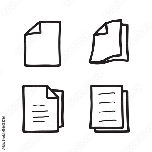 Simple Black and White Document and Folder Icons, Minimalist Organized and Efficient Data Management Symbol icon vector template.