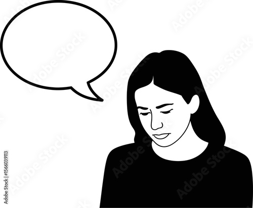 Woman thinking bubble illustration vector art graphic design concept idea for social media marketing content editable vector