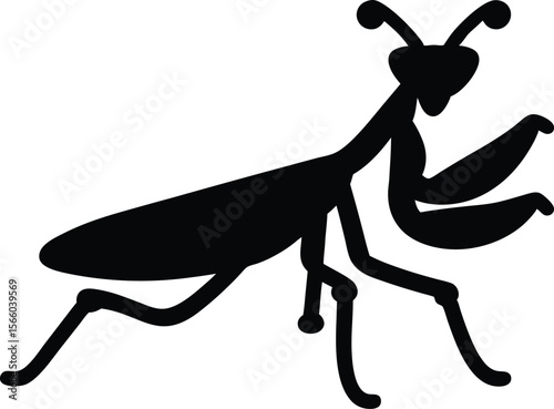 Mantis silhouette vector illustration, Mantis icon isolated vector art