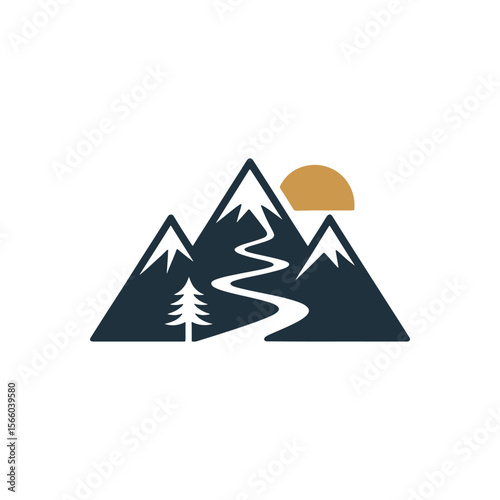 Unique mountain logo Modern and minimalist vector and abstract logo