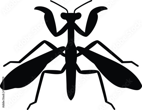Mantis silhouette vector illustration, Mantis icon isolated vector art