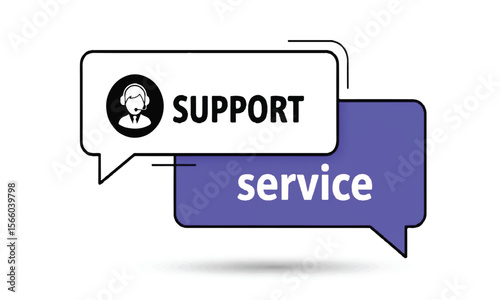 Support service vector illustration with icon of man with headset in speech bubble