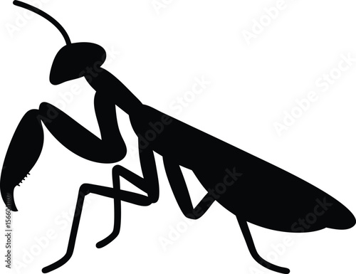 Mantis silhouette vector illustration, Mantis icon isolated vector art
