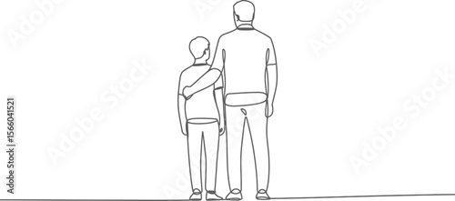 Wallpaper Mural Father and son line art vector illustration, family bonding concept, minimalist drawing, love and support editable vector Torontodigital.ca
