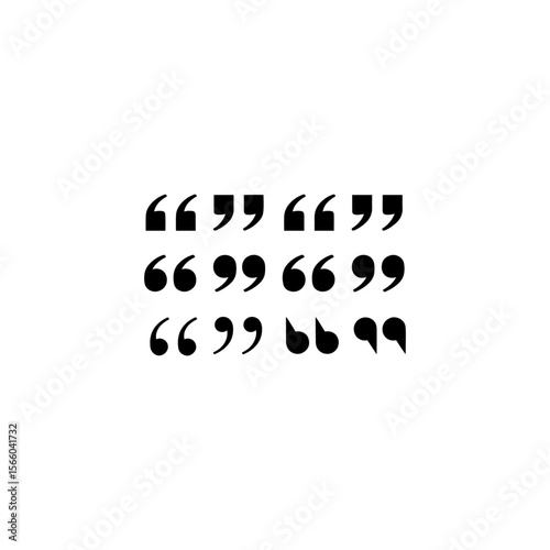 Set of simple quote mark, quotes icon vector sign design 