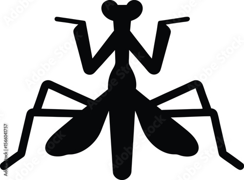 Mantis silhouette vector illustration, Mantis icon isolated vector art