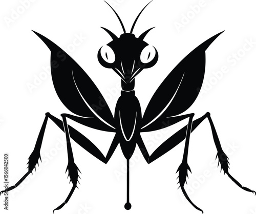 Mantis silhouette vector illustration, Mantis icon isolated vector art