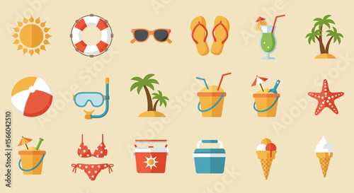 summer icons set