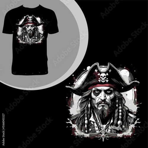 Abstract pirate illustration design for t-shirt and ready to print