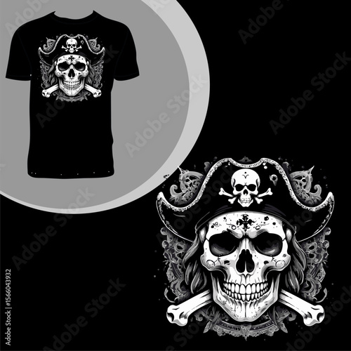 Abstract pirate illustration design for t-shirt and ready to print