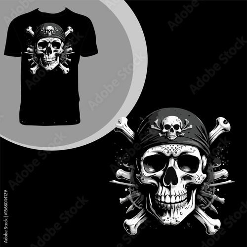 Abstract pirate illustration design for t-shirt and ready to print