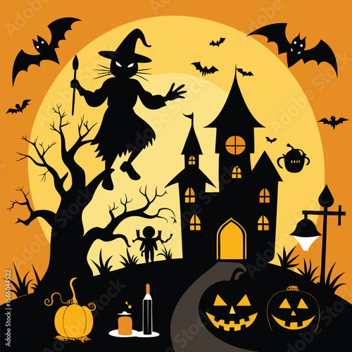 Black Shadow Halloween Icons Set for Designers