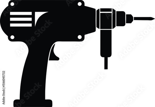 Drill icon, drill silhouette, Electric drill machine silhouette vector