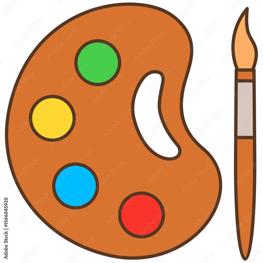 Fototapeta premium palette with brushes and paints illustration