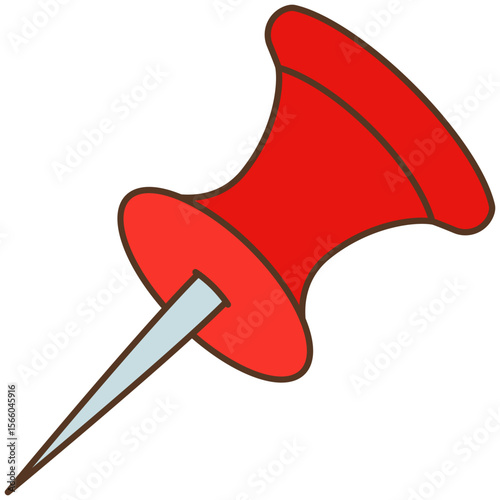 red push pin stationery isolated