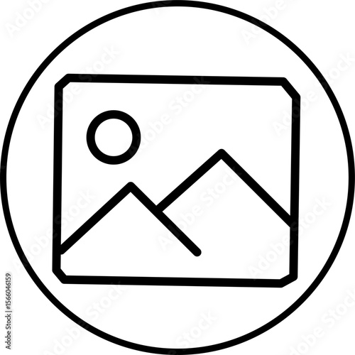 photo line icon in circle. Lifestyle and social icons theme in circle